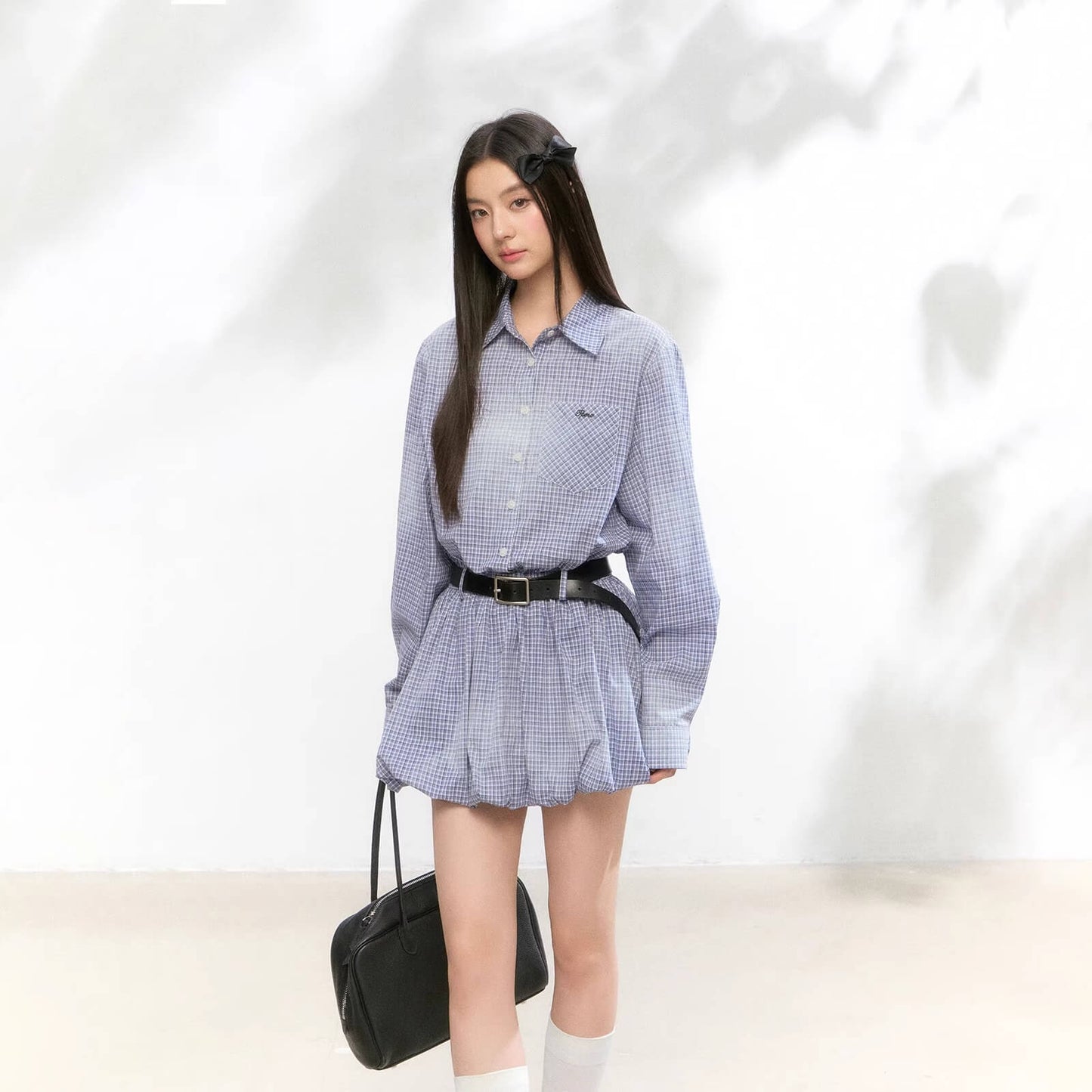 Balloon Check Shirt Onepiece