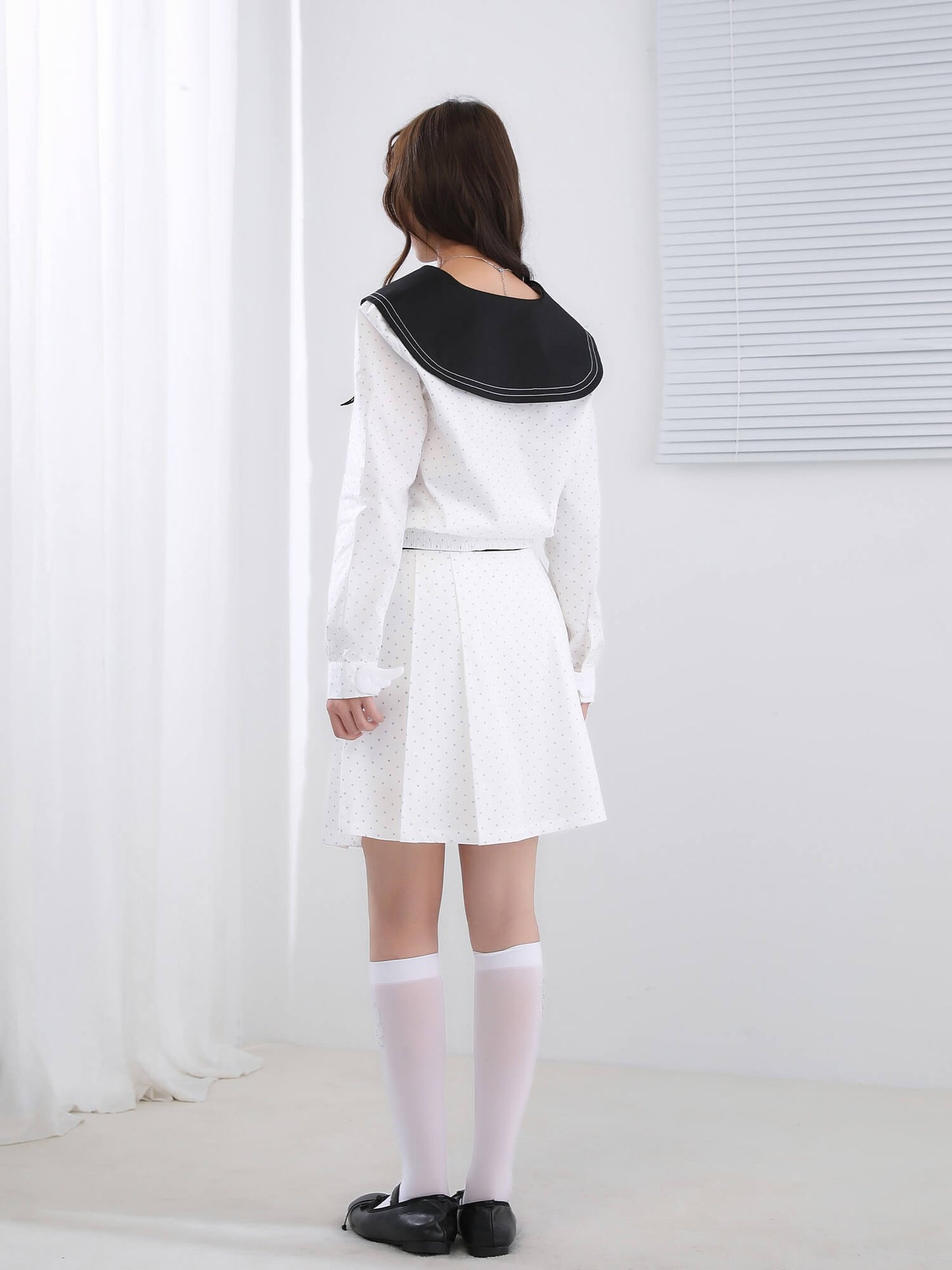 Dot Ribbon Sailor Mini Skirt