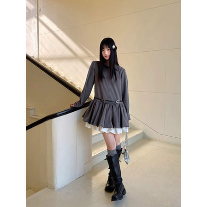 Cloudy Ruffle Layer Shirt Onepiece