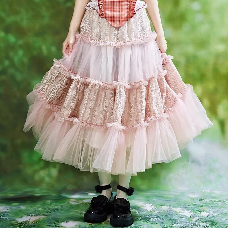 Frill Lace Layered Tulle Skirt