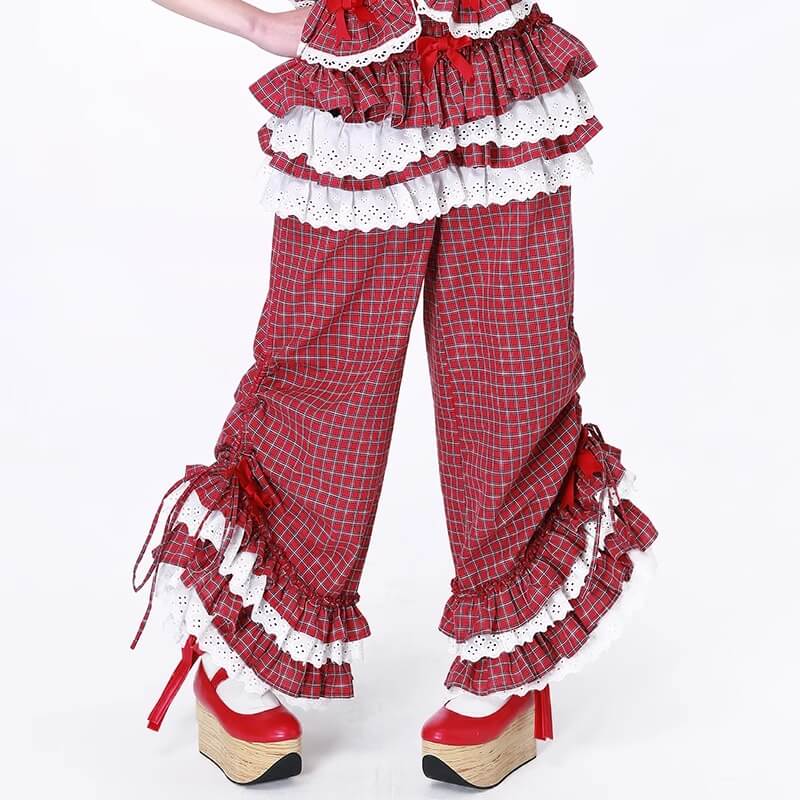 Candy Sweet Check Frill Pants