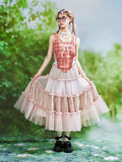 Frill Lace Layered Tulle Skirt