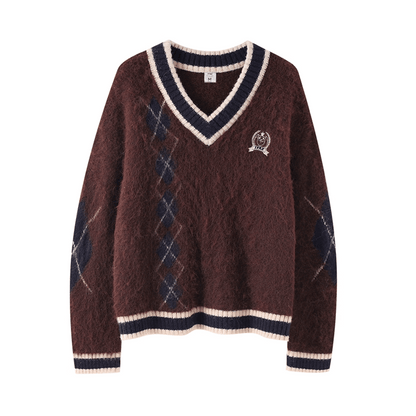 Fluffy Argyle Mood Knit（全3色）