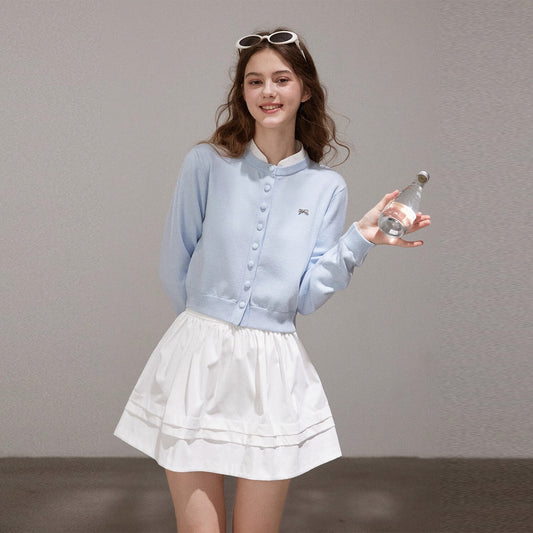 Pastel Ribbon Blue Knit Cardigan