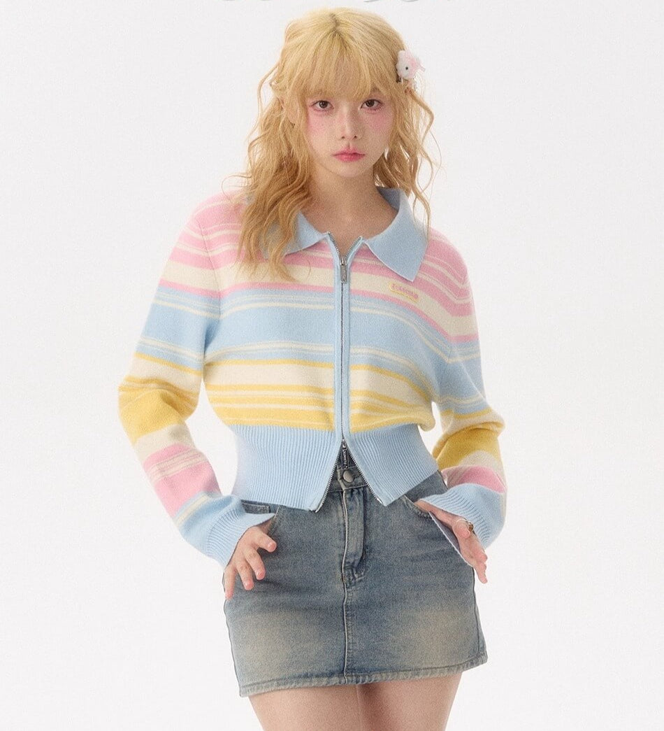 Candy Pop Rainbow Zip Knit