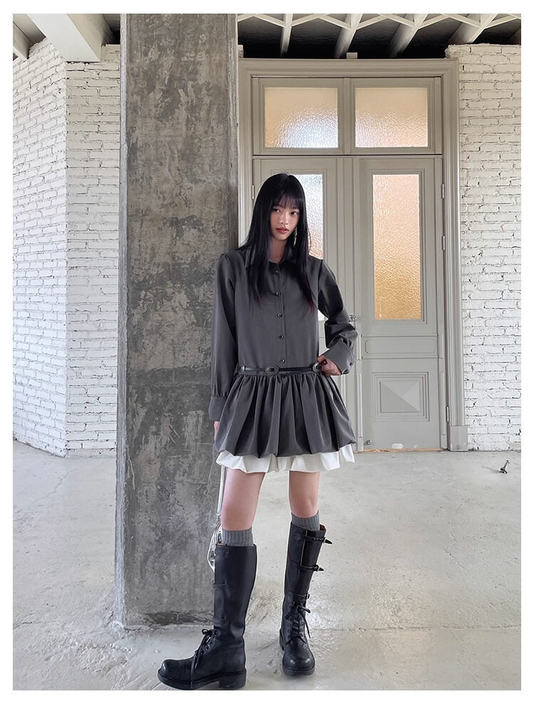 Cloudy Ruffle Layer Shirt Onepiece