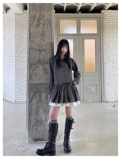 Cloudy Ruffle Layer Shirt Onepiece