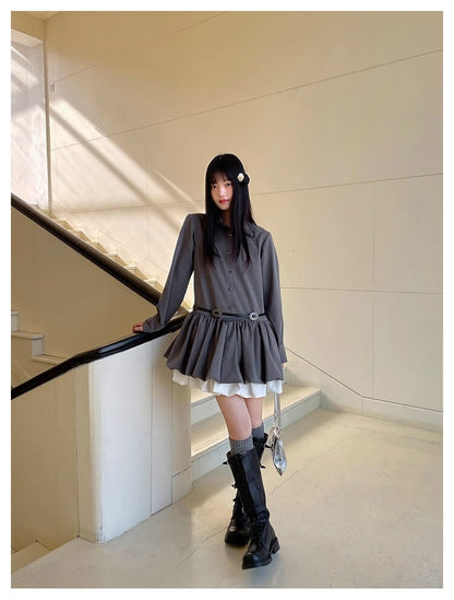 Cloudy Ruffle Layer Shirt Onepiece