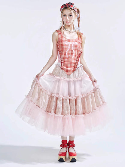 Frill Lace Layered Tulle Skirt