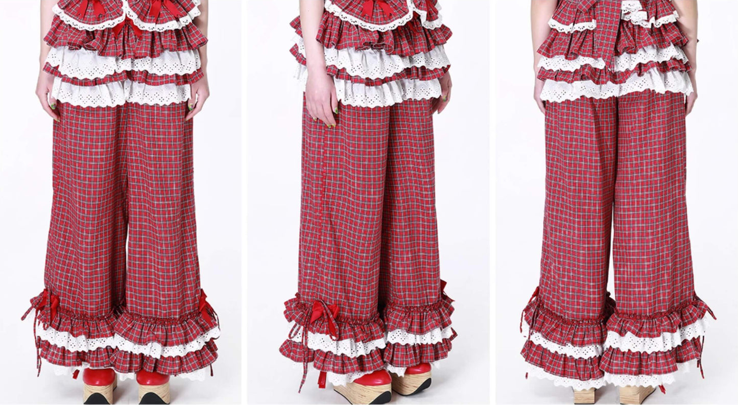 Candy Sweet Check Frill Pants