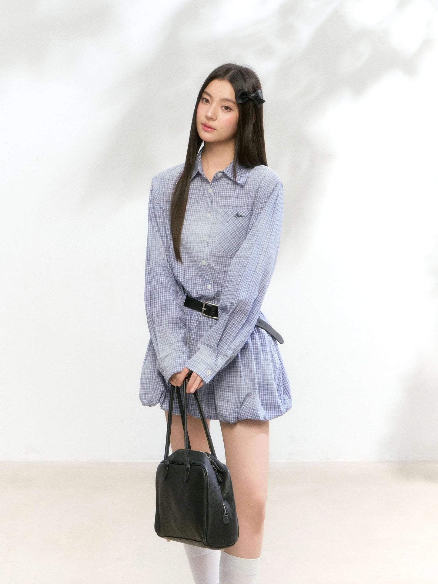 Balloon Check Shirt Onepiece