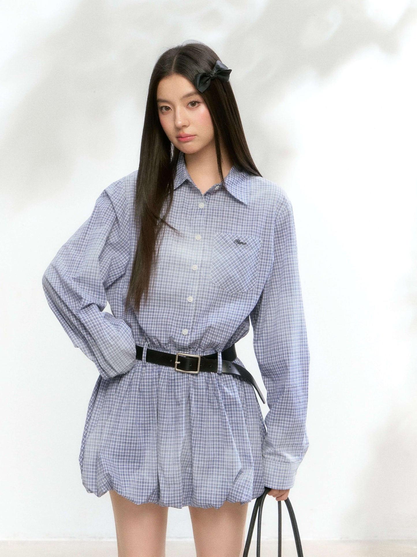 Balloon Check Shirt Onepiece