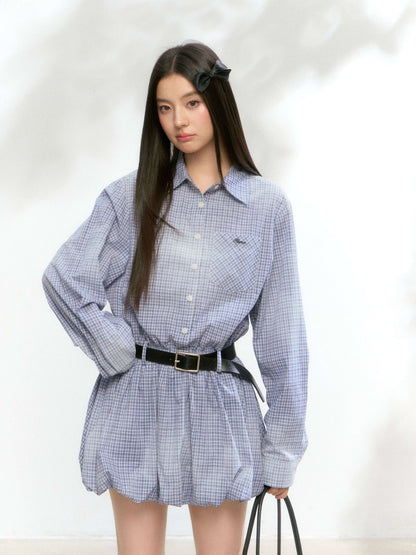 Balloon Check Shirt Onepiece
