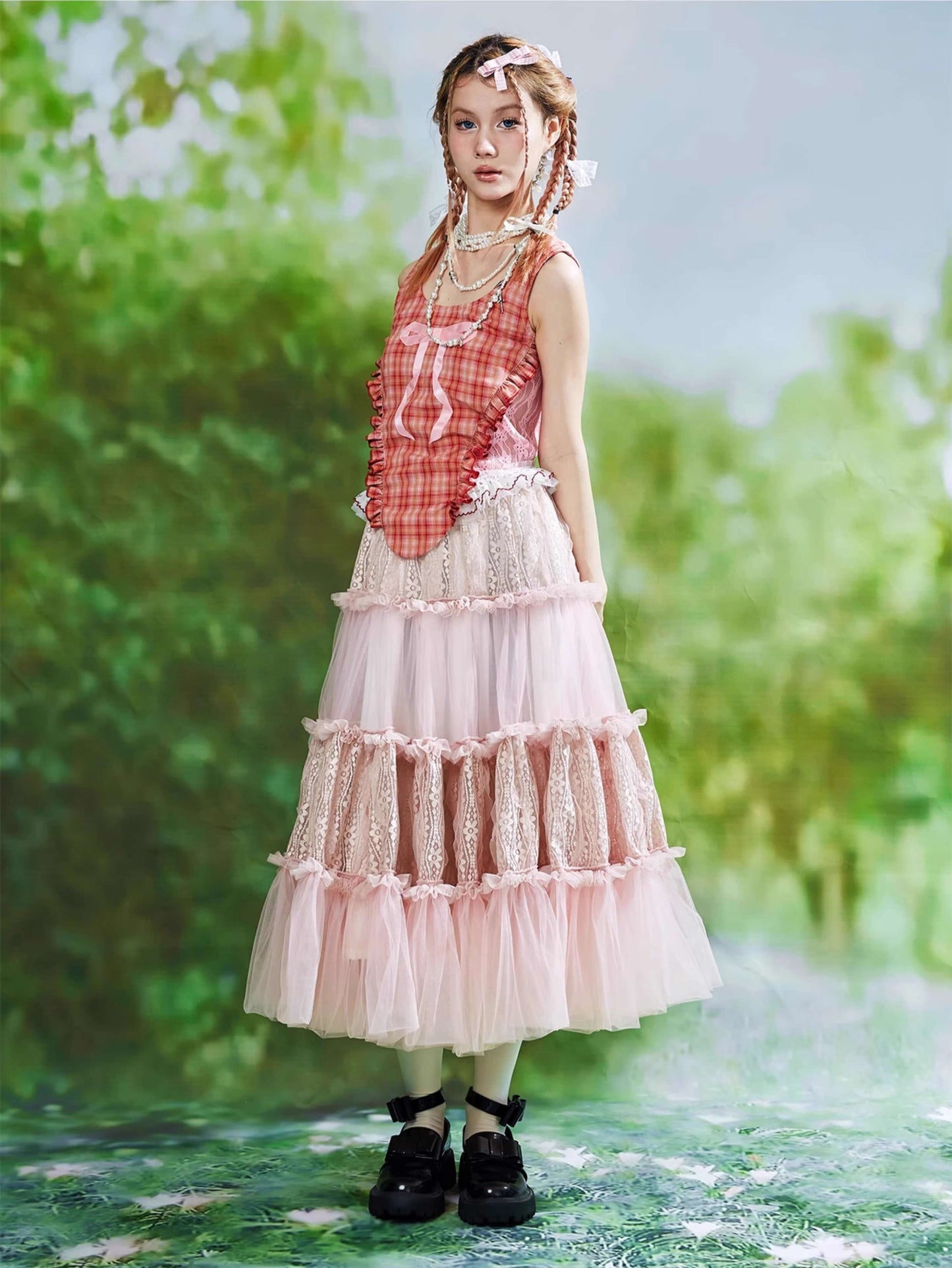Frill Lace Layered Tulle Skirt