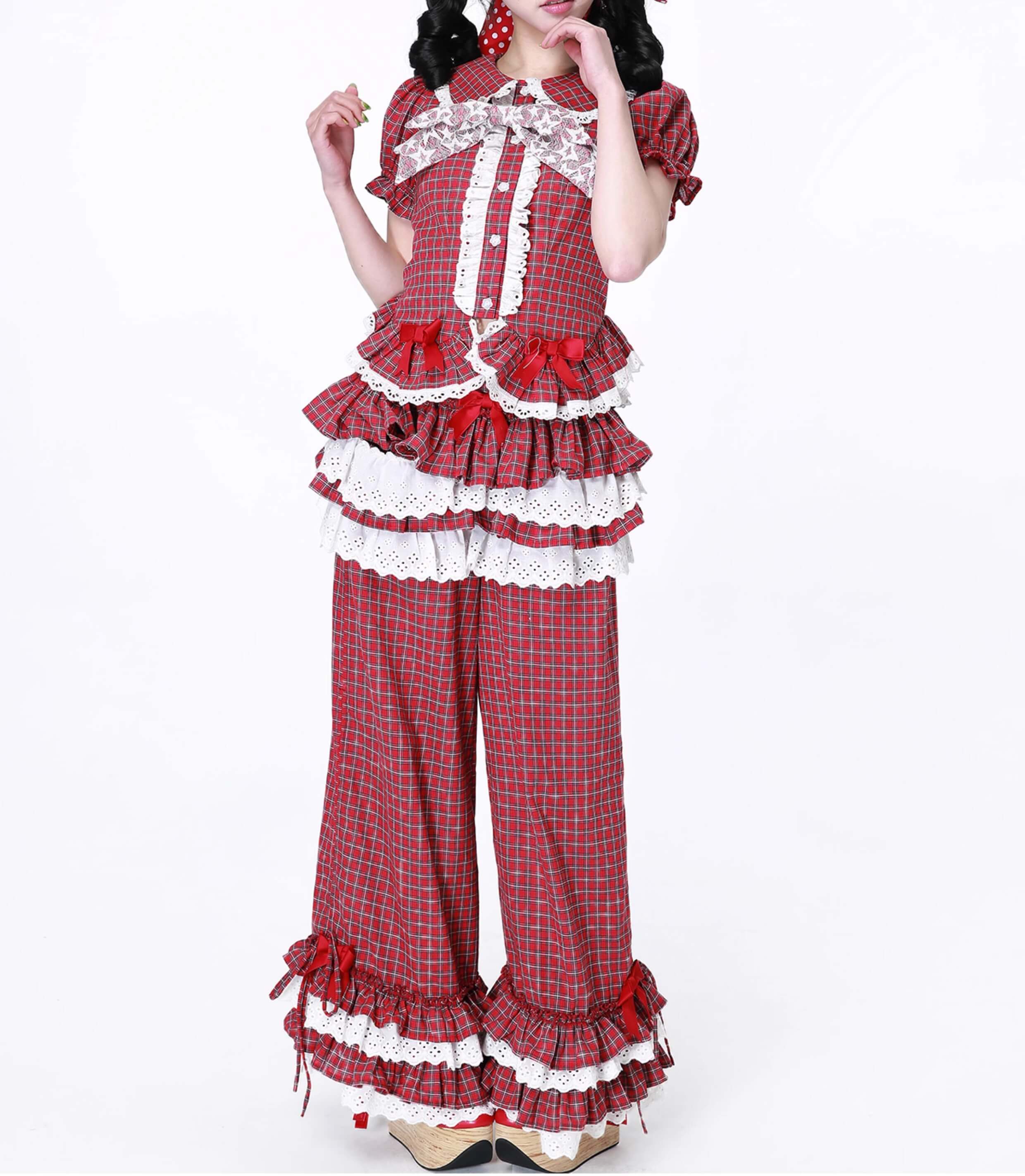 ふぅさま確認用 公式】Candy Sweet Check Frill Pants - Fantage（ファンテージ