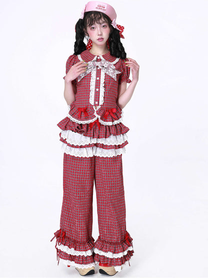 Candy Sweet Check Frill Pants