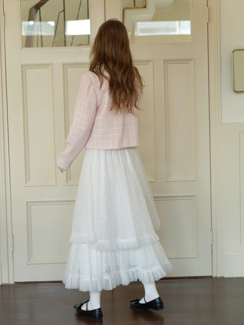 Cotton Candy Check Tweed Jacket