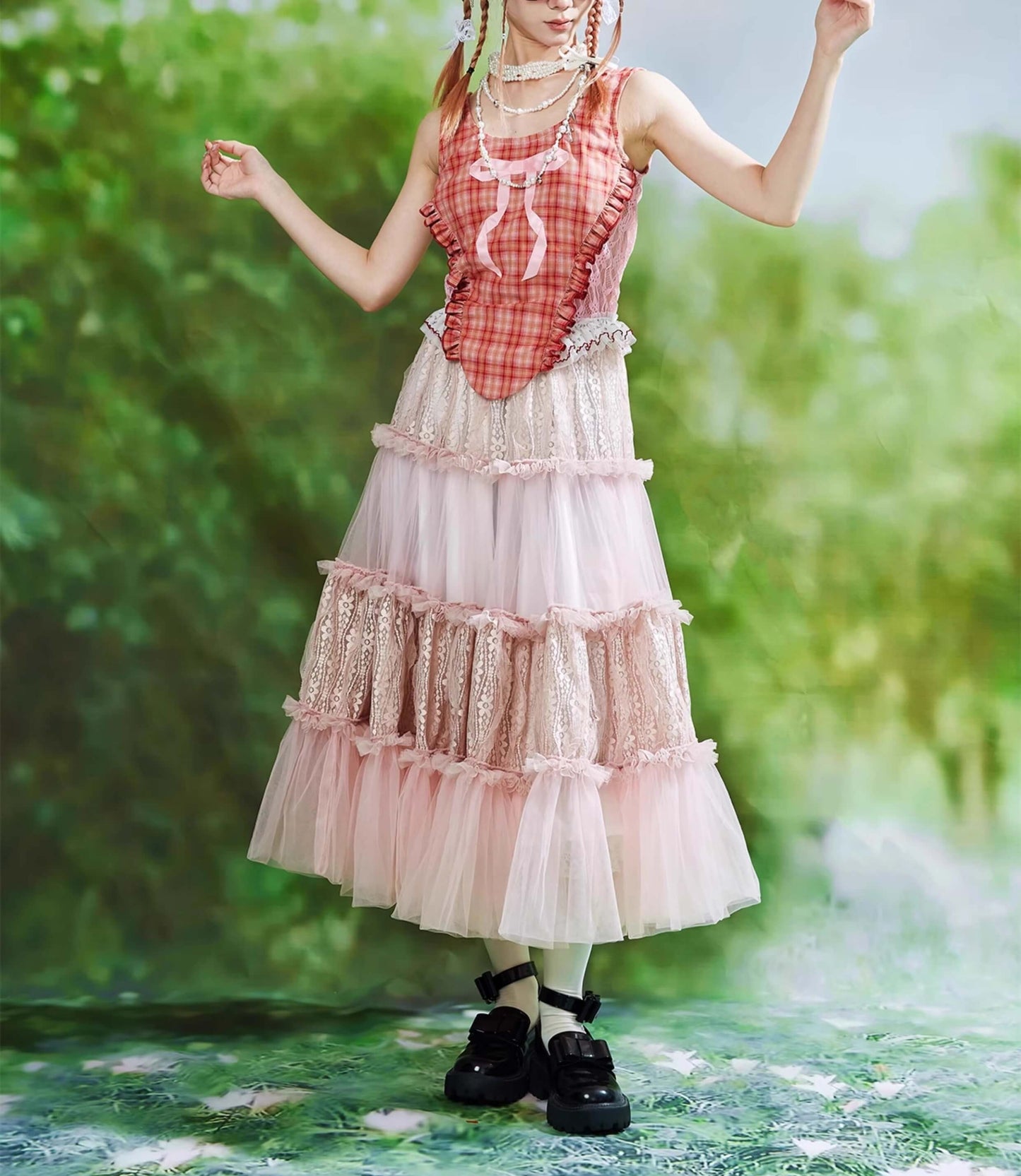 Frill Lace Layered Tulle Skirt