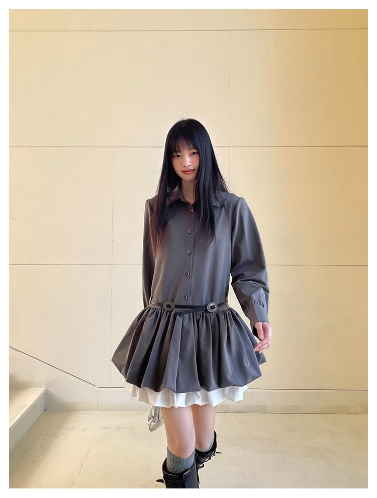 Cloudy Ruffle Layer Shirt Onepiece