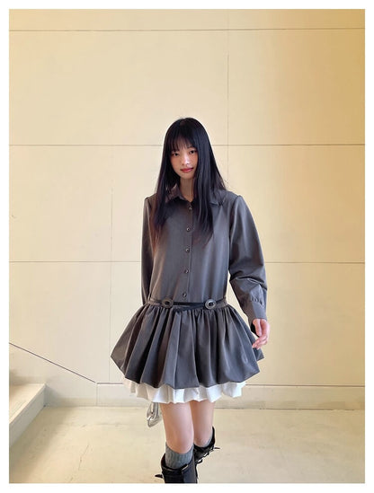 Cloudy Ruffle Layer Shirt Onepiece