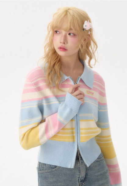 Candy Pop Rainbow Zip Knit