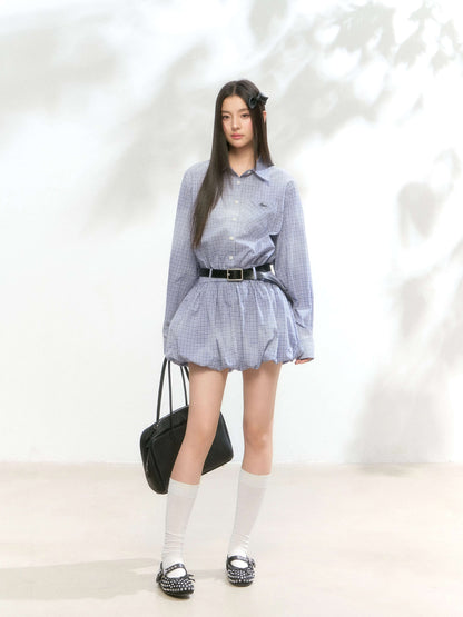 Balloon Check Shirt Onepiece