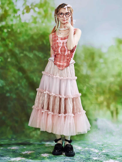 Frill Lace Layered Tulle Skirt