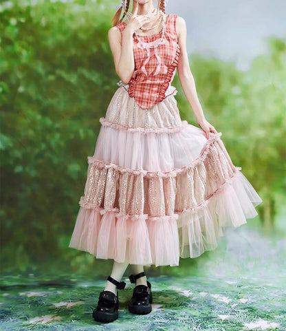 Frill Lace Layered Tulle Skirt