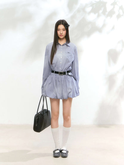 Balloon Check Shirt Onepiece