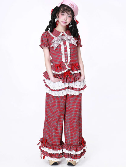 Candy Sweet Check Frill Pants