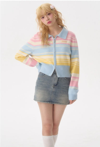 Candy Pop Rainbow Zip Knit