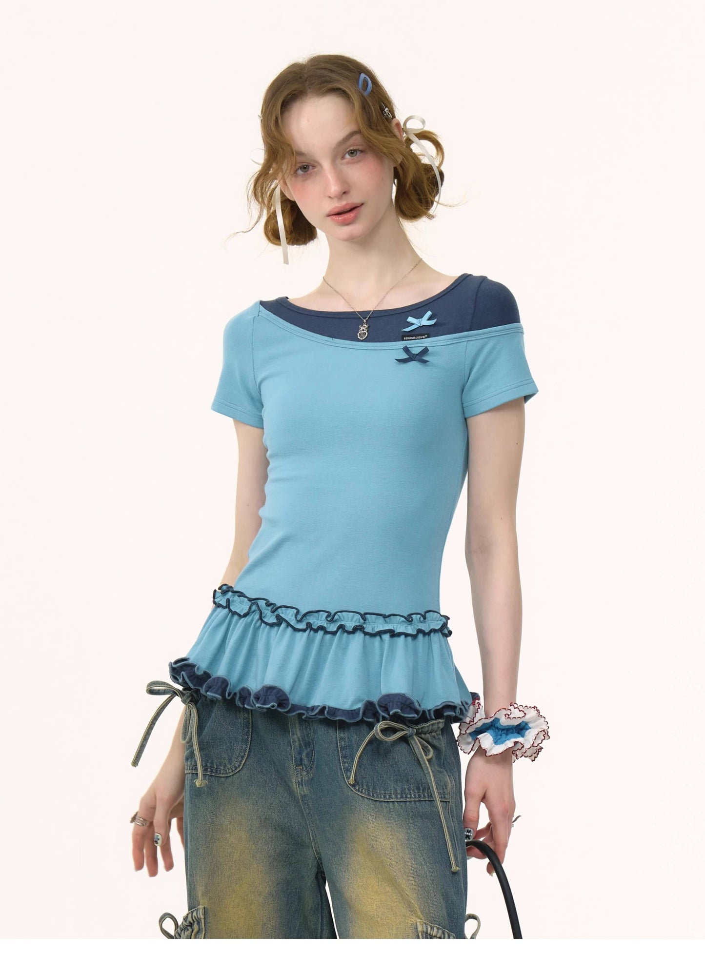 Bicolor Sweet Ribbon Tops