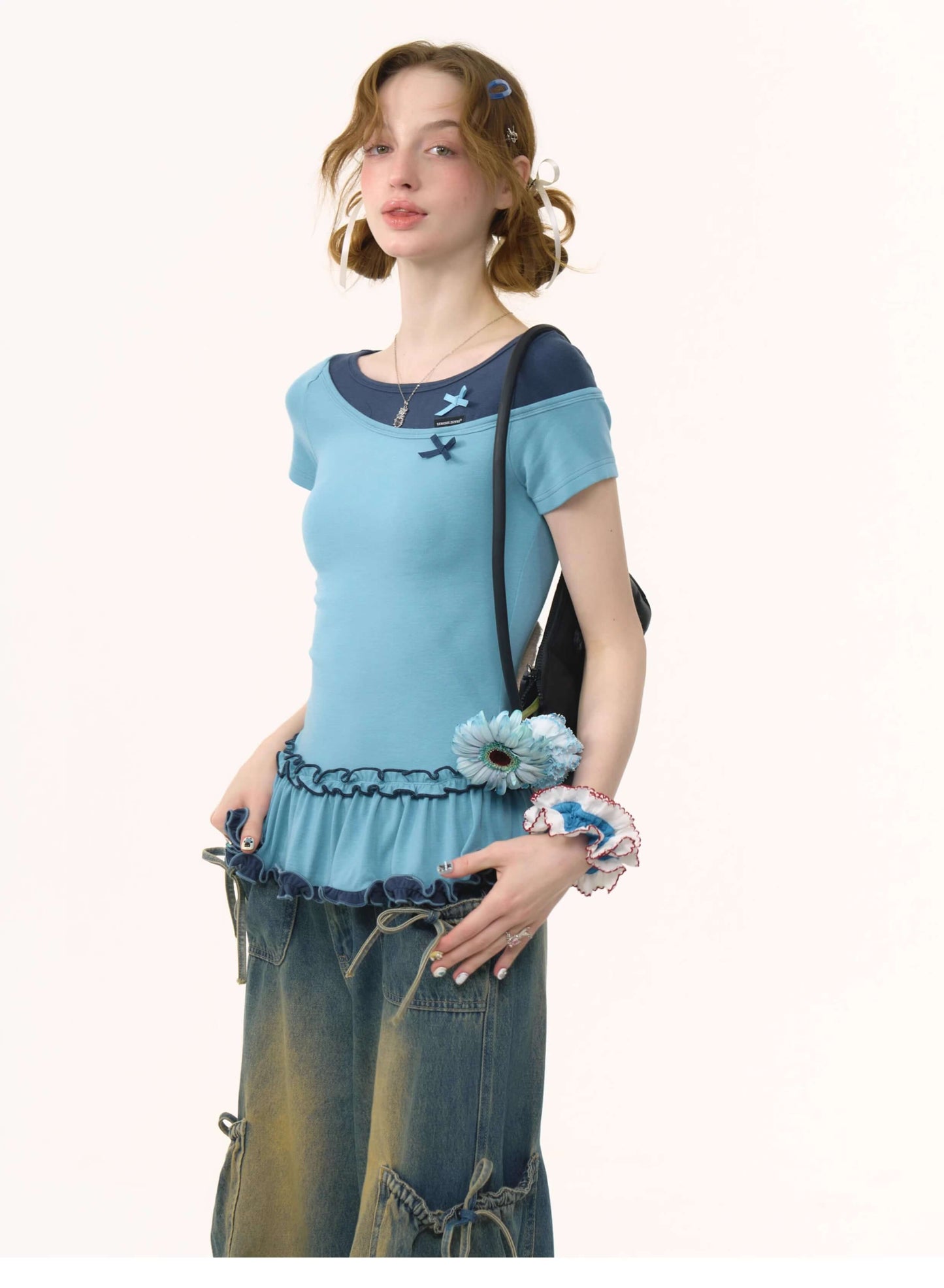 Bicolor Sweet Ribbon Tops