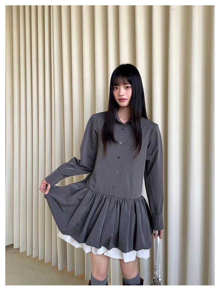Cloudy Ruffle Layer Shirt Onepiece