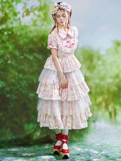 Ribbon Whip Frill Tiered Dress