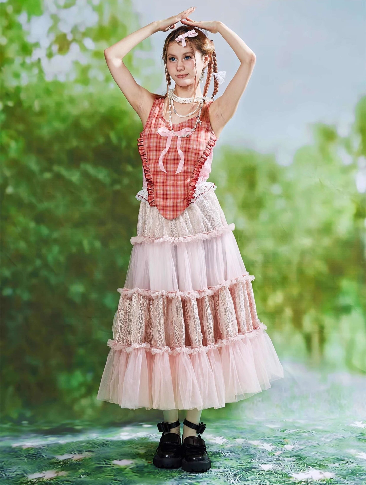 Frill Lace Layered Tulle Skirt