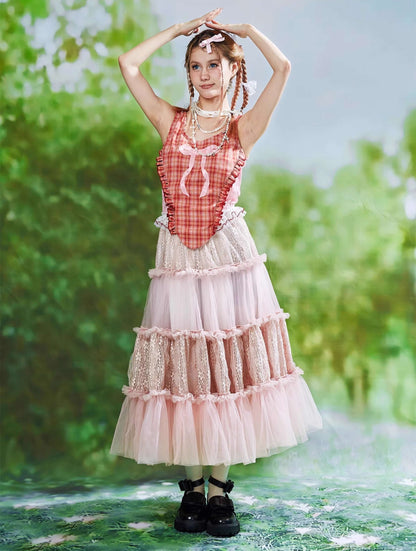 Frill Lace Layered Tulle Skirt