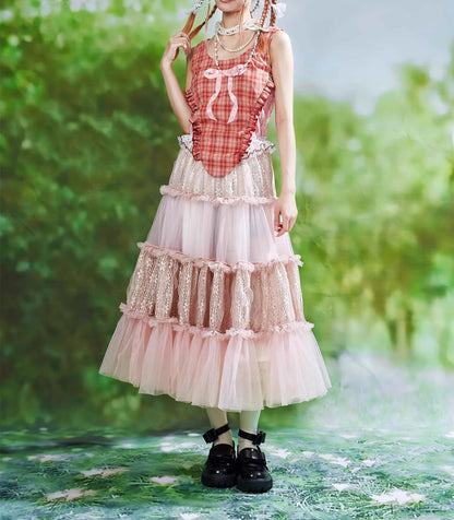 Frill Lace Layered Tulle Skirt