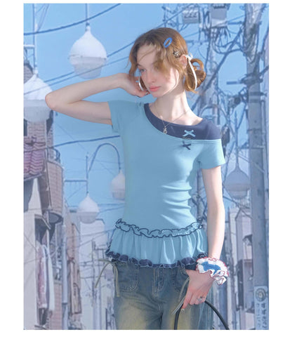 Bicolor Sweet Ribbon Tops