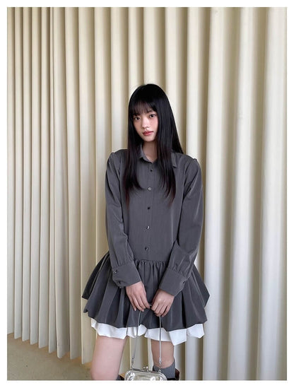 Cloudy Ruffle Layer Shirt Onepiece