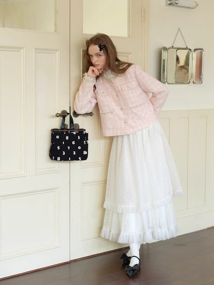 Cotton Candy Check Tweed Jacket