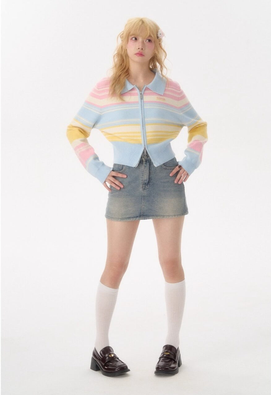 Candy Pop Rainbow Zip Knit