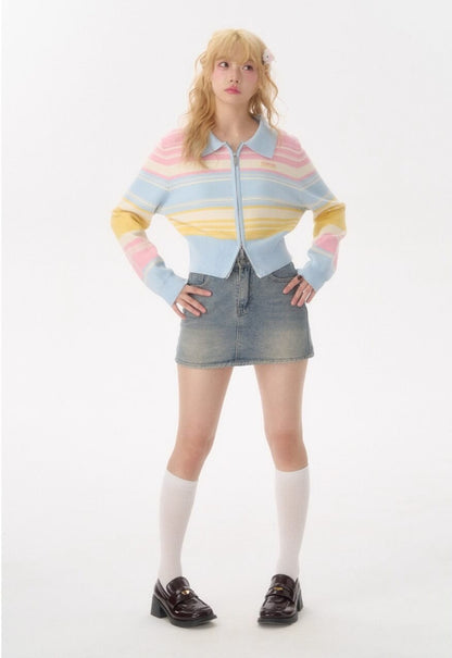 Candy Pop Rainbow Zip Knit