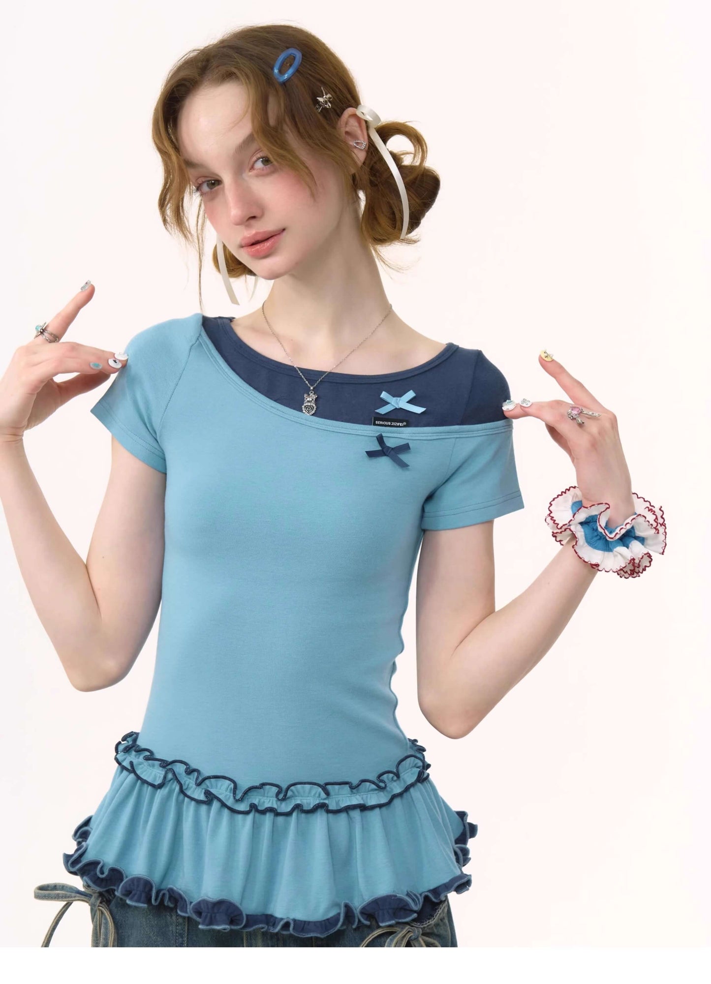 Bicolor Sweet Ribbon Tops