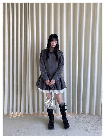 Cloudy Ruffle Layer Shirt Onepiece