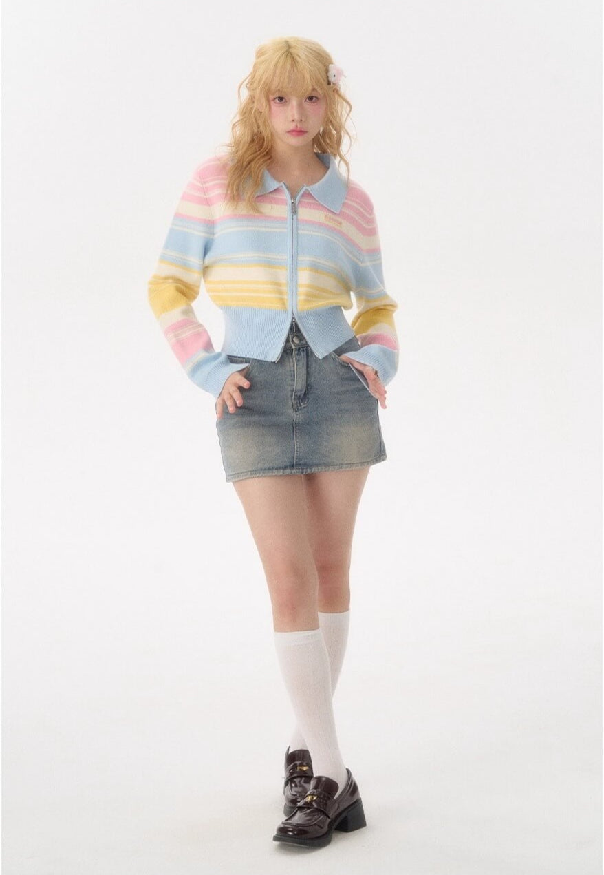Candy Pop Rainbow Zip Knit