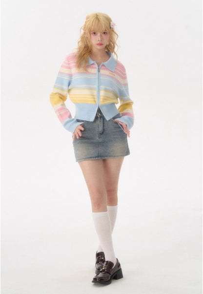 Candy Pop Rainbow Zip Knit