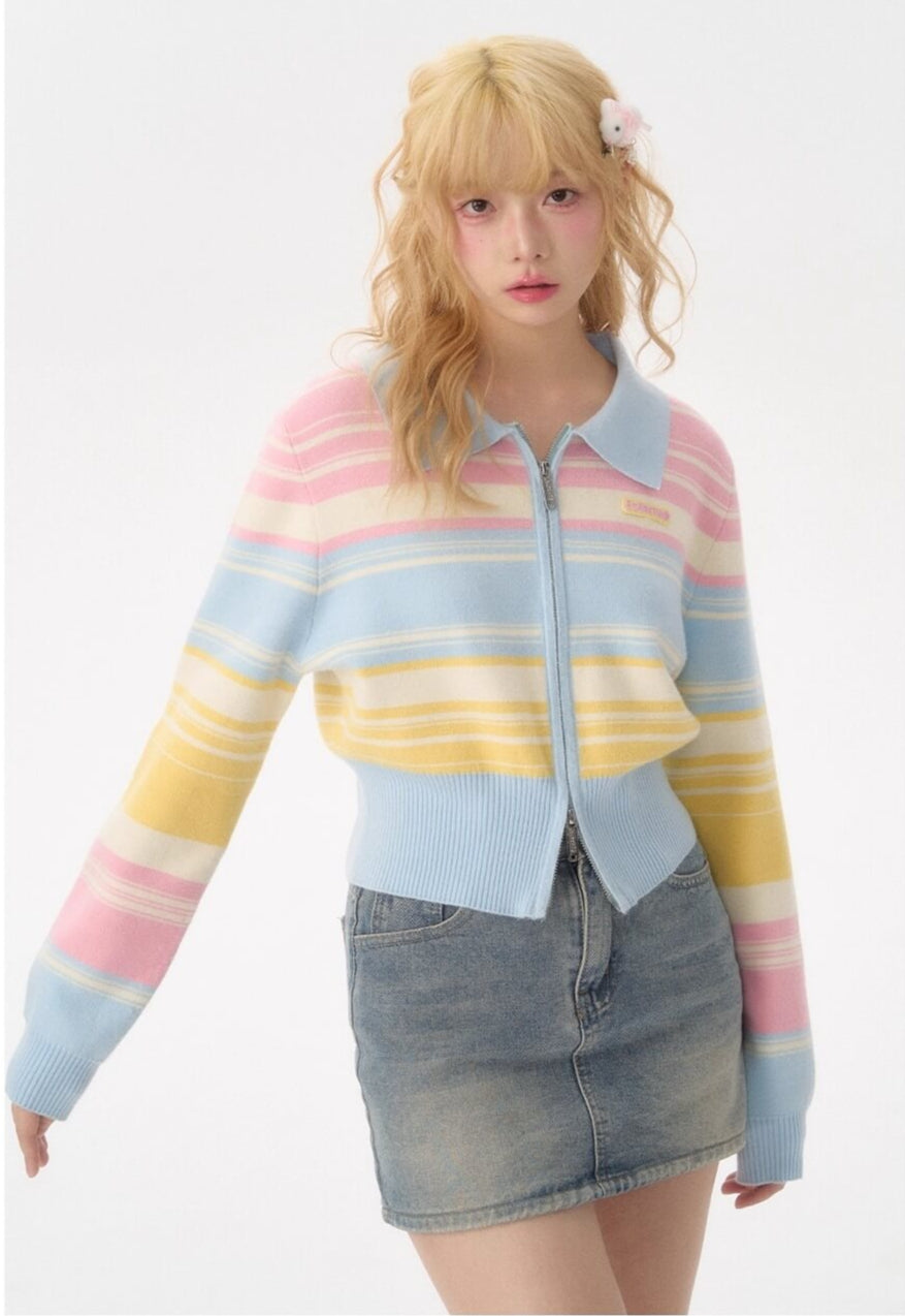 Candy Pop Rainbow Zip Knit