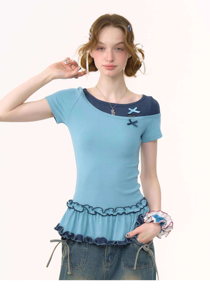 Bicolor Sweet Ribbon Tops