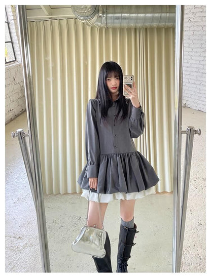 Cloudy Ruffle Layer Shirt Onepiece
